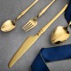 Gold Stainless Steel  Cutlery Set Dinner Knife Fork Spoon 30pcs Gift Set