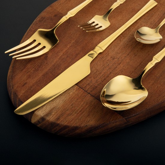 Gold Stainless Steel  Cutlery Set Dinner Knife Fork Spoon 30pcs Gift Set