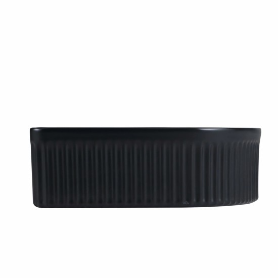 410*360*120mm Bathroom Fluted Arch Above Counter Matt Black Ceramic Wash Basin