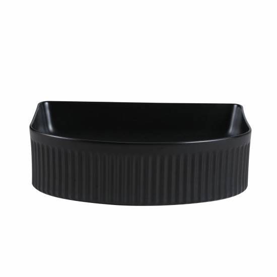 410*360*120mm Bathroom Fluted Arch Above Counter Matt Black Ceramic Wash Basin