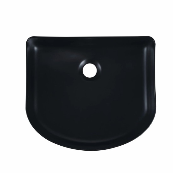 410*360*120mm Bathroom Fluted Arch Above Counter Matt Black Ceramic Wash Basin