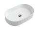 580*360*115mm Bathroom Oval Fluted Gloss White Above Counter Ceramic Wash Basin