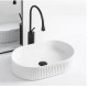 580*360*115mm Bathroom Oval Fluted Gloss White Above Counter Ceramic Wash Basin