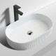 580*360*115mm Bathroom Oval Fluted Gloss White Above Counter Ceramic Wash Basin