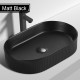 580*360*115mm Bathroom Fluted Oval Above Counter Matt Black Ceramic Wash Basin