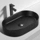 580*360*115mm Bathroom Fluted Oval Above Counter Matt Black Ceramic Wash Basin