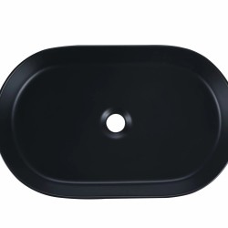 580*360*115mm Bathroom Fluted Oval Above Counter Matt Black Ceramic Wash Basin