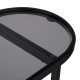 Oval End Table Narrow Tempered Glass Side Table with Magazine Storage (Black Oxford Pouch) Grey Glass & Black Steel