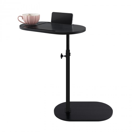 Bathtub Tray Table Adjustable Bath Side Table Wine Glass Sofa Side End Table Black