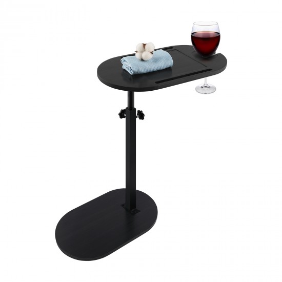 Bathtub Tray Table Adjustable Bath Side Table Wine Glass Sofa Side End Table Black