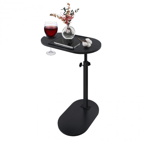 Bathtub Tray Table Adjustable Bath Side Table Wine Glass Sofa Side End Table Black