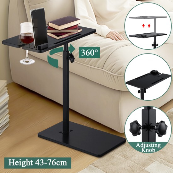 Side End C Table Sofa Bed Stand Spa Rack Caddy Bathtub Tray Wine Glass Holder