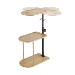 3 Layer bathroom Shelves Storage Rack Oval Sofa Bed End Side Stand Rack Bamboo freestanding height adjustable Hight C Table Bathtub Tray  360° Swivel