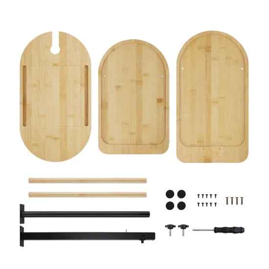 3 Layer bathroom Shelves Storage Rack Oval Sofa Bed End Side Stand Rack Bamboo freestanding height adjustable Hight C Table Bathtub Tray  360° Swivel