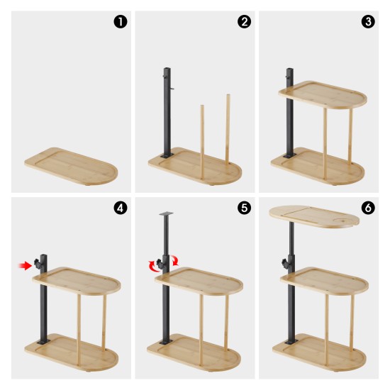 3 Layer bathroom Shelves Storage Rack Oval Sofa Bed End Side Stand Rack Bamboo freestanding height adjustable Hight C Table Bathtub Tray  360° Swivel