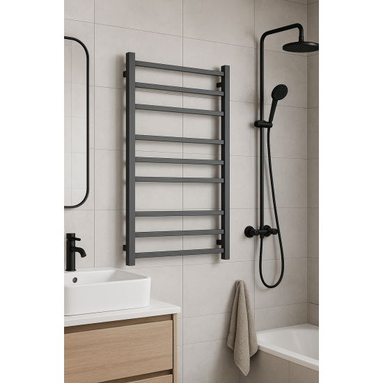 1000Hx600Wx120D Gunmetal Grey Electric Heated Towel Rack 9 Bars