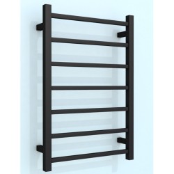 750Hx500Wx120D mm Square Matte Black Heated Towel Rail 7 Bars