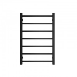 750Hx500Wx120D mm Square Matte Black Heated Towel Rail 7 Bars