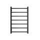 750Hx500Wx120D mm Square Matte Black Heated Towel Rail 7 Bars