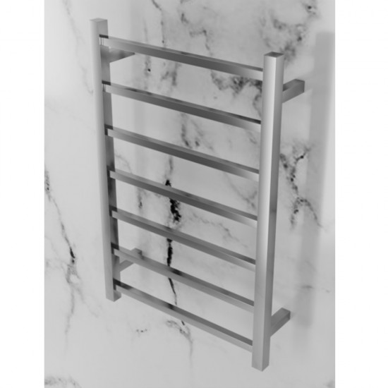 750Hx500Wx120D mm Square Brushed Nickel Heated Towel Rail 7 Bars