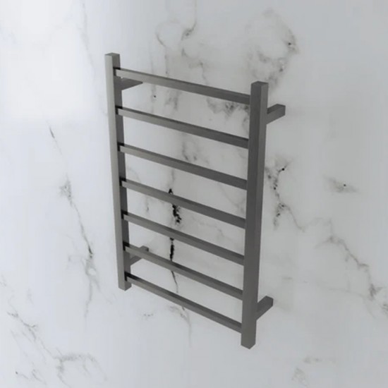 750Hx500Wx120D mm Square Gunmetal Grey Heated Towel Rail 7 Bars
