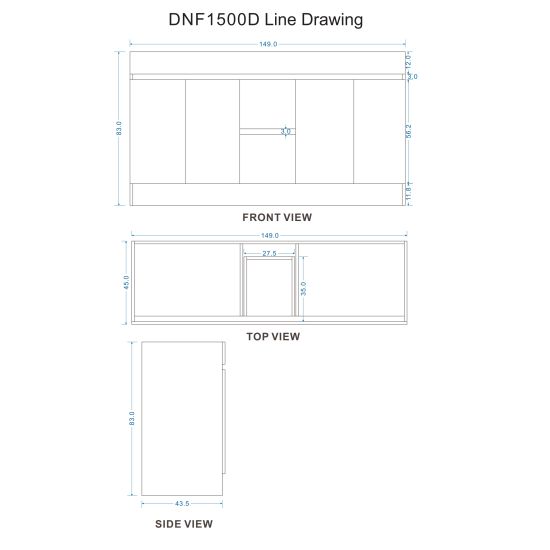 DNF 1500X460X830MM PLYWOOD FLOOR STANDING VANITY - LIGHT OAK WITH DOUBLE CERAMIC TOP