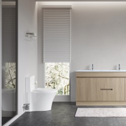 DNF 1500X460X830MM PLYWOOD FLOOR STANDING VANITY - LIGHT OAK WITH DOUBLE CERAMIC TOP