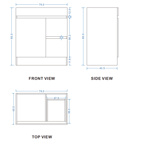 DNF 750X460X830MM PLYWOOD FLOOR STANDING VANITY - LIGHT OAK WITH CERAMIC TOP
