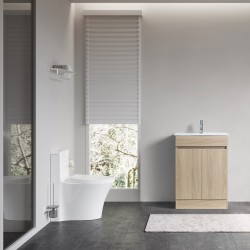 DNF SLIM 600X360X830MM PLYWOOD FLOOR STANDING VANITY - LIGHT OAK WITH CERAMIC TOP