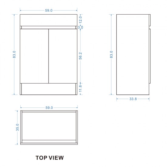 DNF SLIM 600X360X830MM PLYWOOD FLOOR STANDING VANITY - LIGHT OAK WITH CERAMIC TOP