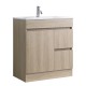 DNF SLIM 750X360X830MM PLYWOOD FLOOR STANDING VANITY - LIGHT OAK WITH CERAMIC TOP