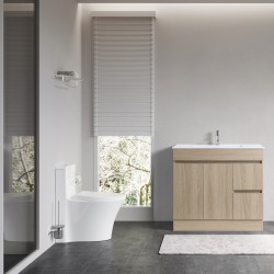 DNF SLIM 900X360X830MM PLYWOOD FLOOR STANDING VANITY - LIGHT OAK WITH CERAMIC TOP