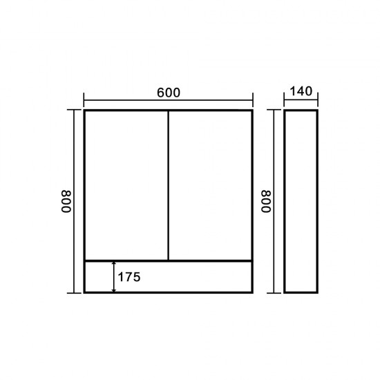 600x140x800mm Plywood 2-Door Light Oak Mirror Cabinet 