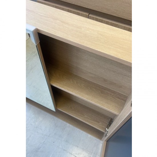 900x140x800mm Plywood 2-Door Light Oak Mirror Cabinet 