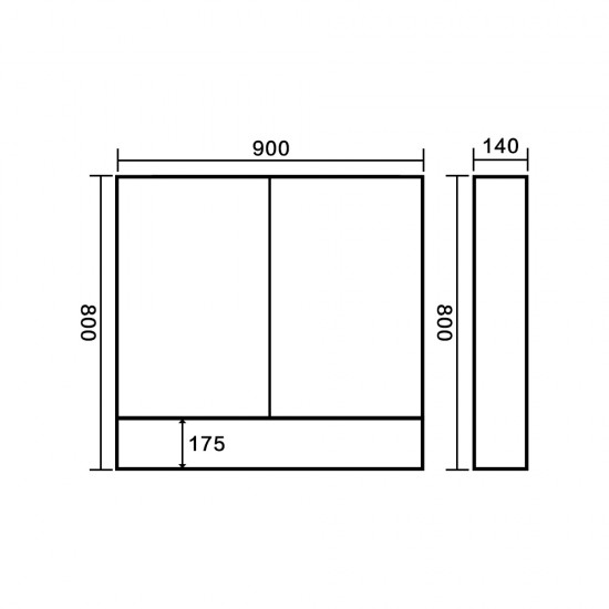 900x140x800mm Plywood 2-Door Light Oak Mirror Cabinet 