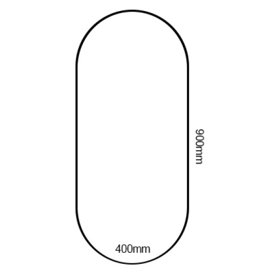 900x400x20mm Black Aluminum Framed Oval Bathroom Wall Mirror