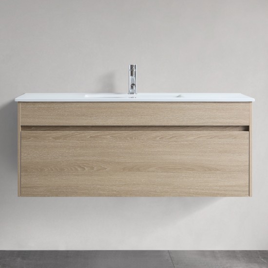 DNW 1200X460X480MM Plywood Wall Hung Vanity - Light Oak With Single Ceramic Top