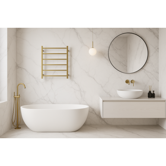 750Hx500Wx120D Gold Electric Heated Towel Rack 7 Bars