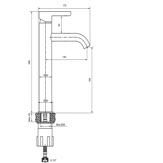 Englefield Studio Pin Gooseneck Basin Tall Mixer Polished chrome