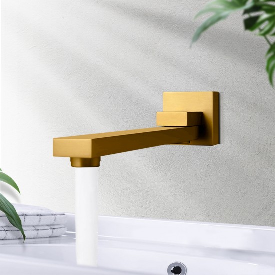 Brushed Yellow Gold Bath/Basin Swivel Wall Mounted Spouts Tapware Bathtub Faucet