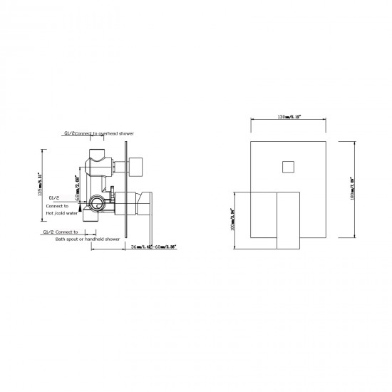 Ottimo/Omar Nero Black Shower/Bath Mixers Diverter