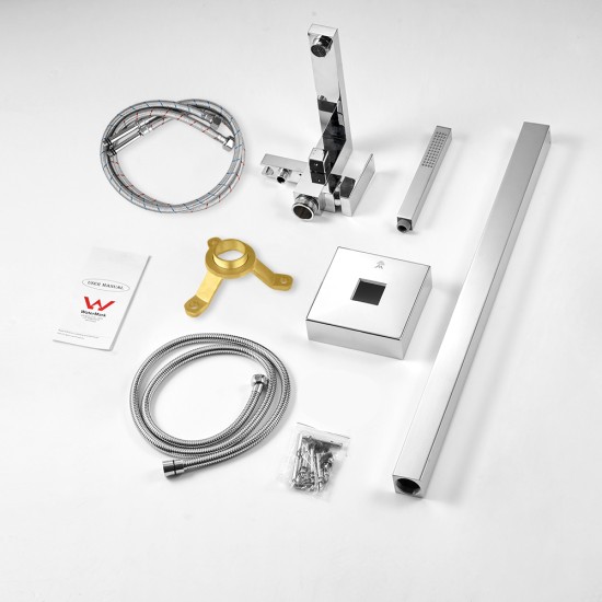 Chrome Freestanding Bath Mixer Taps With Hand held Shower Tapware Bathtub Faucet 