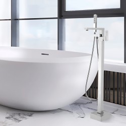 Chrome Freestanding Bath Mixer Taps With Hand held Shower Tapware Bathtub Faucet 