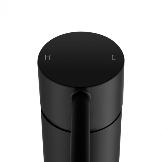 Euro Round Nero Black Tall Basin Mixer Tap Black Taps Tall Tapware 