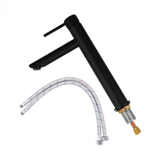 Euro Round Nero Black Tall Basin Mixer Tap Black Taps Tall Tapware 