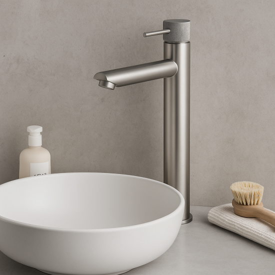 Lattice Edition Solid Brass Brushed Nickel Tall Basin Mixer Bathroom Vanity Tap