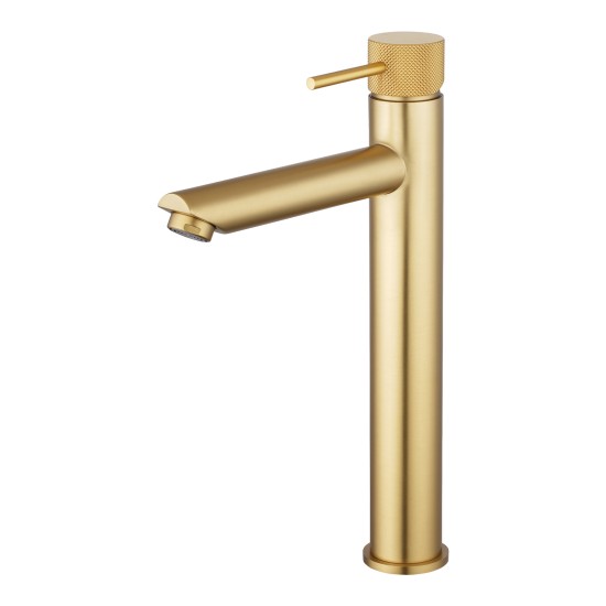 Lattice Edition Solid Brass Brushed Yellow Gold Tall Basin Mixer Bathroom Vanity Tap