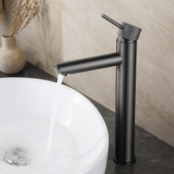 Lattice Edition Solid Brass Gunmetal Grey Tall Basin Mixer Bathroom Vanity Tap