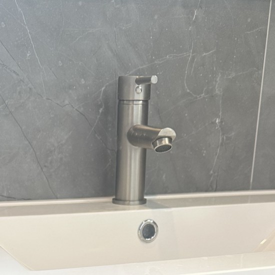 Round Solid Brass Brushed Nickel Basin Mixer Tap Bathroom Vanity Tap