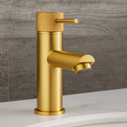 Lattice Edition Solid Brass Brushed Yellow Gold Basin Mixer Tap Bathroom Vanity Tap
